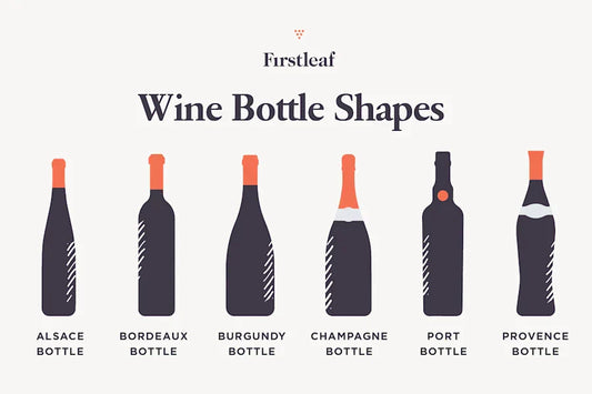 Examples of Alsace, Bordeaux, Burgundy, Champagne, Port, and Provence wine bottles.