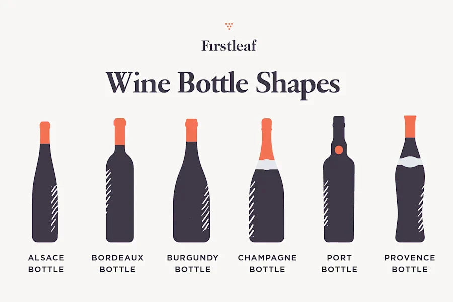 Examples of Alsace, Bordeaux, Burgundy, Champagne, Port, and Provence wine bottles.