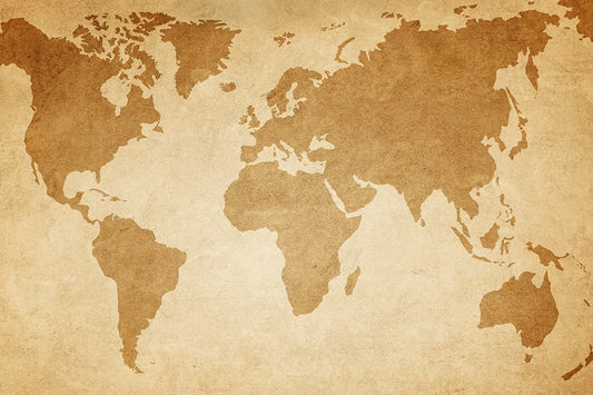 world map in sepia tones