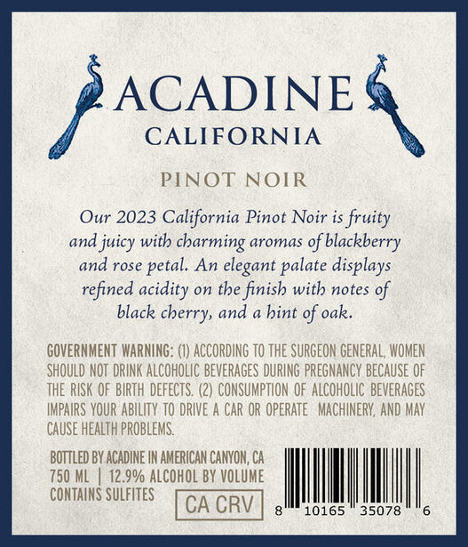 Acadine 2023 Pinot Noir, California
