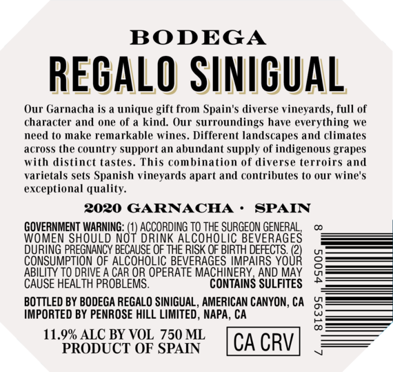 Bodega Regalo Sinigual 2020 Garnacha Spain