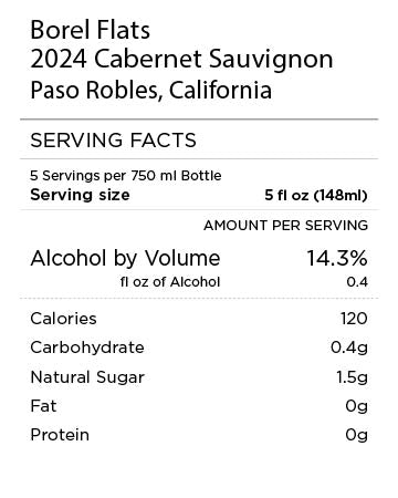 Borel Flats Cab Sauv Serving Facts