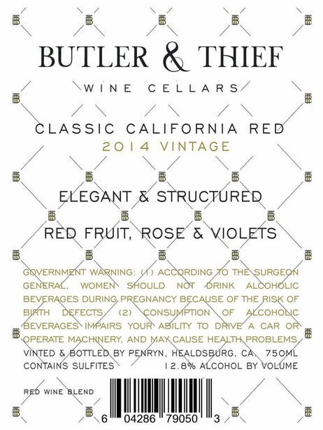 Butler & Thief 2022 Pinot Noir, California