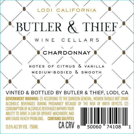 Butler & Thief 2021 Chardonnay Lodi, California