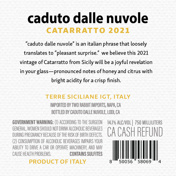Caduto dalle Nuvole 2021 Catarratto Terre Siciliane IGT, Italy