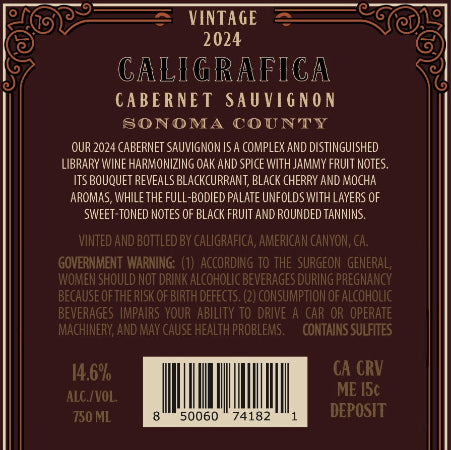 Caligrafica Cabernet Sauvignon back label