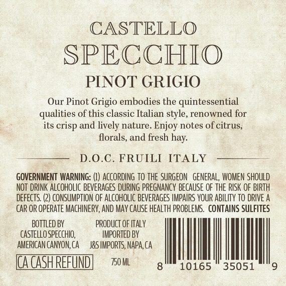 Castello Specchio 2023 Pinot Grigio DOC Fruili, Italy
