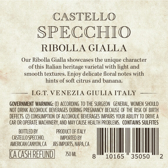 Castello Specchio 2023 Ribolla Gialla IGT Venezia Giulia, Italy