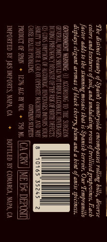 Comarca 2024 Tempranillo Back Label
