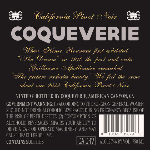 Coqueverie 2023 Pinot Noir, California