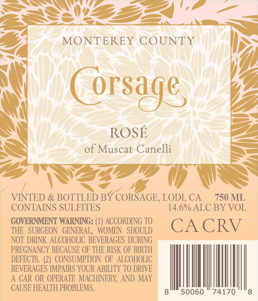 Corsage 2023 Rosé of Muscat Canelli Monterey County, California