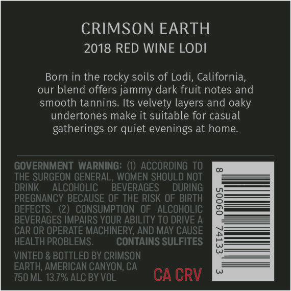 Crimson Earth 2018 Red Blend Lodi, California