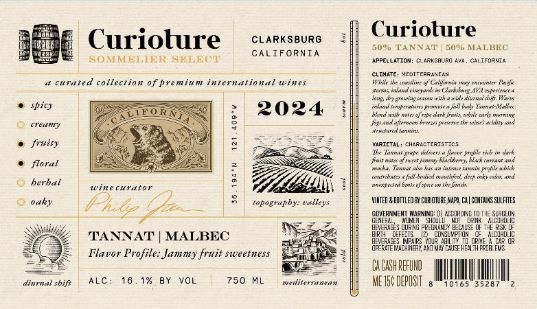 Curioture Tannat Malbec Back Label