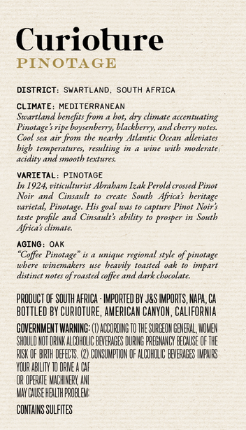 Curioture 2020 Pinotage Swartland, South Africa