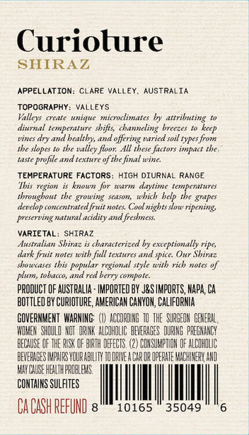 Curioture 2021 Shiraz Clare Valley, Australia