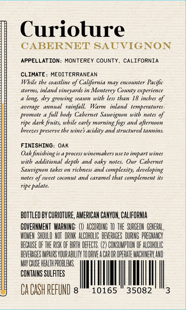 Curioture 2023 Cabernet Sauvignon Monterey County, California
