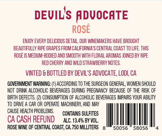 Devil's Advocate NV Rosé Central Coast, California