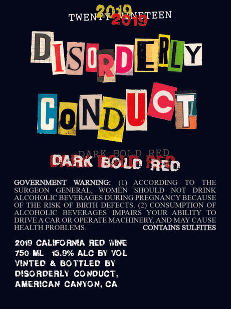 Disorderly Conduct 2019 Dark Bold Red, California