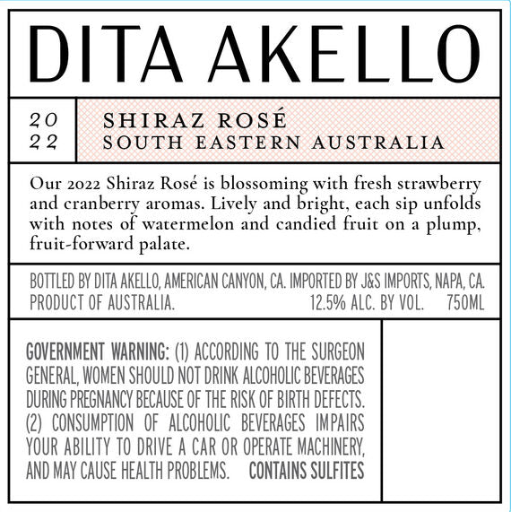 Dita Akello 2022 Shiraz Rosé South Eastern Australia, Australia