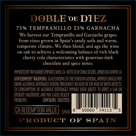 Doble de Diez 2020 Tempranillo - Garnacha, Spain