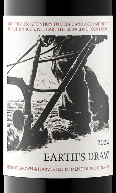 Earth's Draw 2024 Merlot Front Label