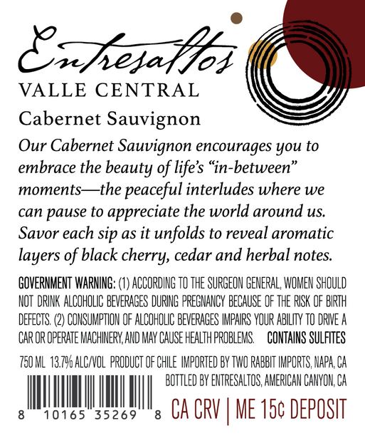 Entresaltos 2024 Cabernet Sauvignon Back Label
