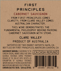 First Principles 2022 Cabernet Sauvignon Clare Valley, Australia