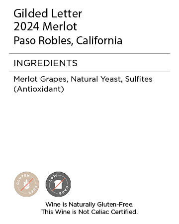 Gilded Letter Merlot Serving Facts