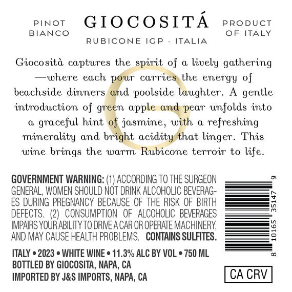 Giocositá 2023 Pinot Bianco Rubicone IGP, Italy