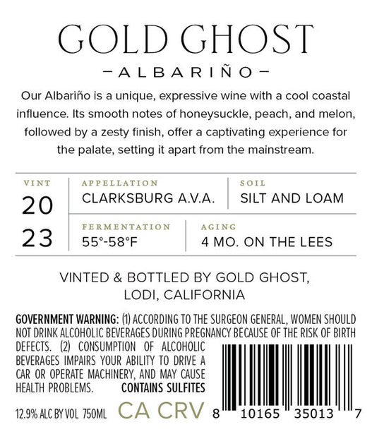 Gold Ghost 2023 Albariño Clarksburg AVA, California
