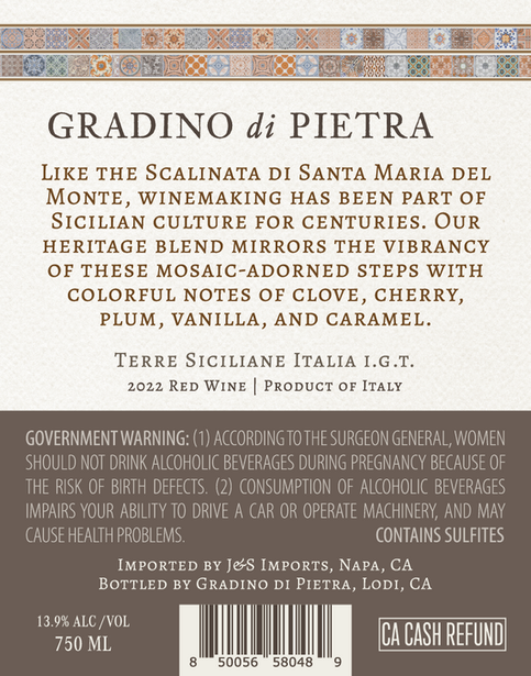 Gradino di Pietra 2022 Heritage Red Wine Blend Terre Siciliane IGT, Italy