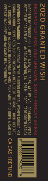 Granted Wish 2020 Shiraz Western Cape, South Africa