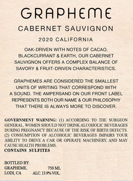 Grapheme 2020 Cabernet Sauvignon California