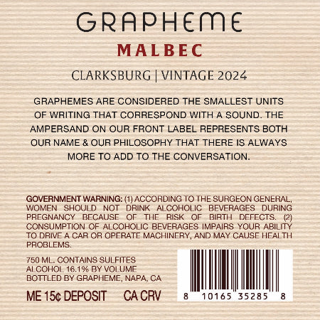 Grapheme Malbec Back Label
