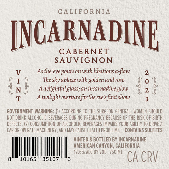 Incarnadine 2023 Cabernet Sauvignon, California