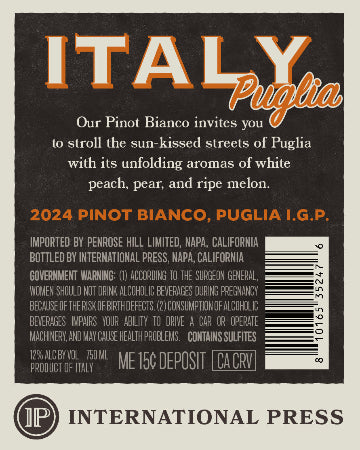International Press 2024 Pinot Bianco Back Label