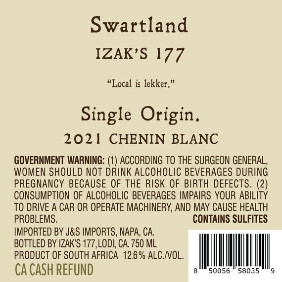 Izak's 177 2021 Chenin Blanc Swartland, South Africa