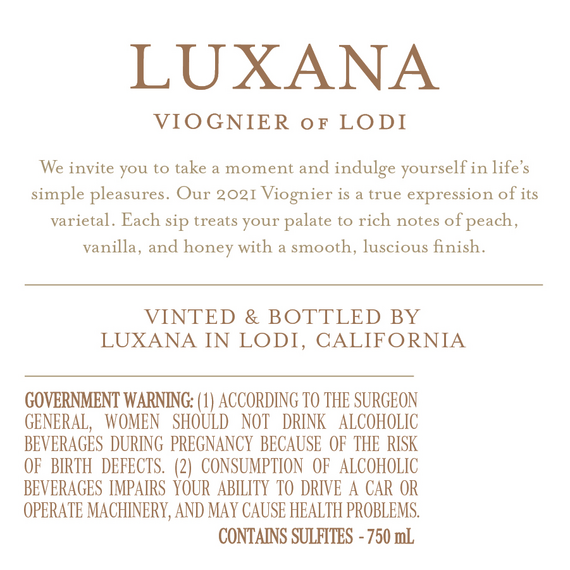 Luxana 2022 Viognier Lodi, California