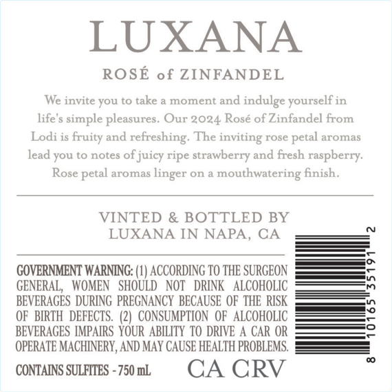Luxana 2024 Rosé of Zinfandel Lodi, California