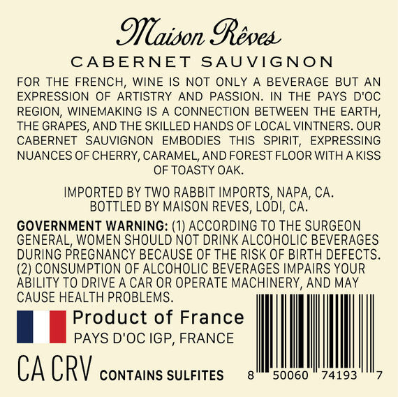 Maison Rêves 2021 Cabernet Sauvignon Pays d'Oc IGP, France