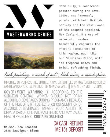Masterworks Series 2025 Sauvignon Blanc Back Label