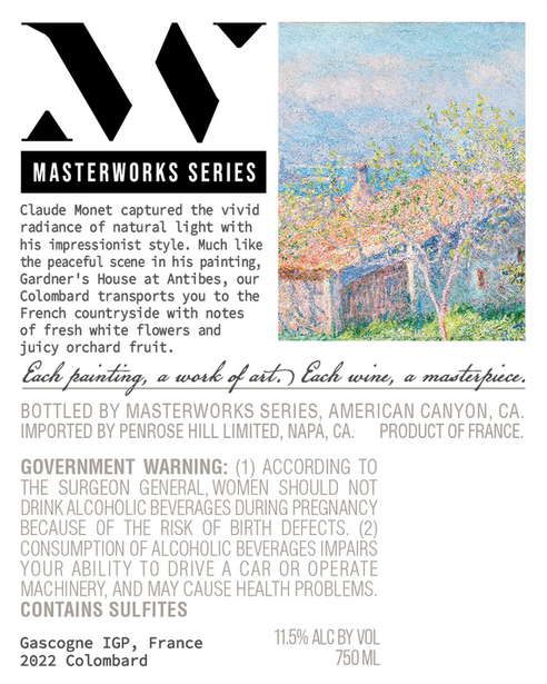 Masterworks Series 2022 Colombard Côtes de Gascogne IGP, France