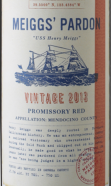 Meiggs' Pardon 2013 Promissory Red Mendocino California