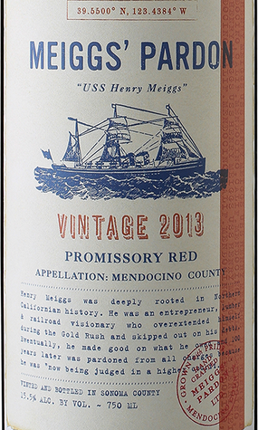 Meiggs' Pardon 2013 Promissory Red Mendocino California