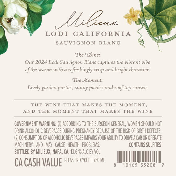 Milieux 2024 Sauvignon Blanc Lodi, California