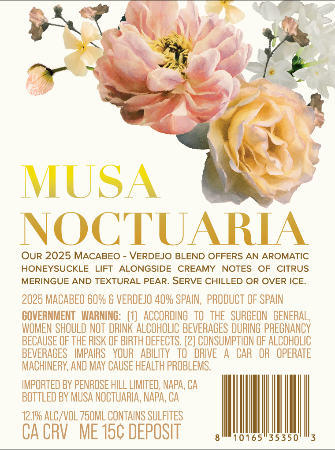 Musa Noctuaria White Blend Back Label