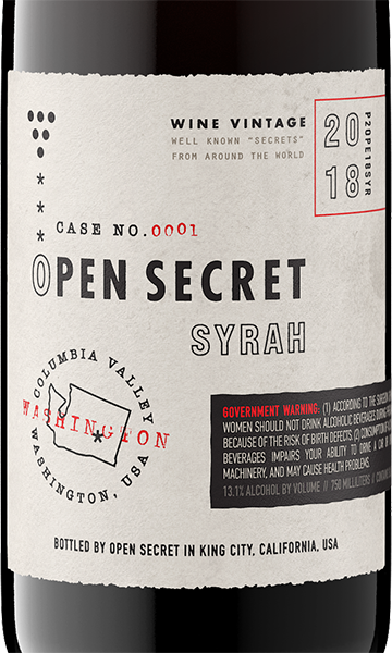 Open Secret 2018 Syrah Columbia Valley, Washington