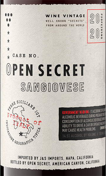 Open Secret 2020 Sangiovese Terre Siciliane IGT, Italy
