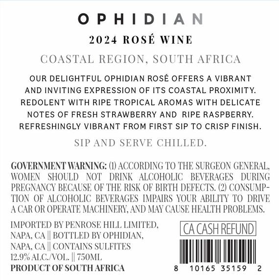 Ophidian 2024 Rosé Coastal Region, South Africa