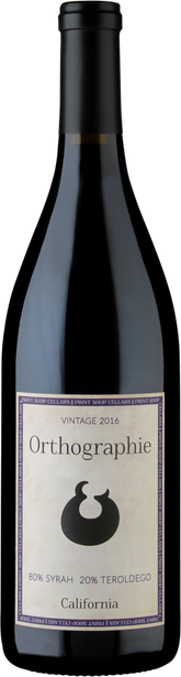 Print Shop Cellars Orthographie 2016 Syrah - Teroldego California